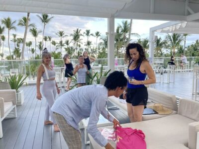 Women's wellness retreat over 40 on a tropical beach